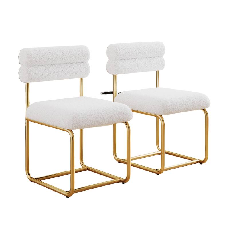 Teddy Fabric Dining Chairs, Thick Cushioned, Sturdy & Comfy, Set of 2