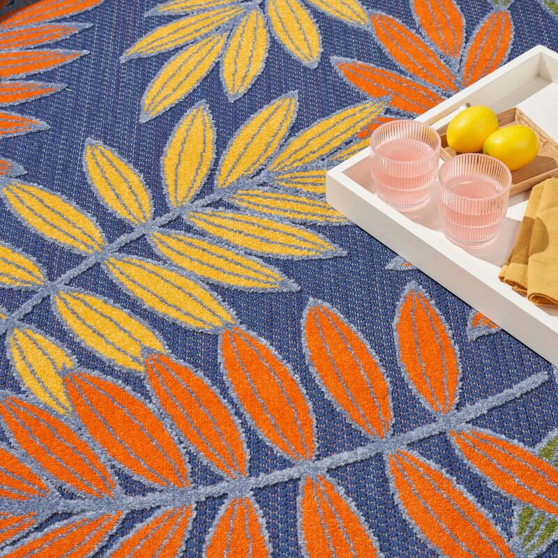 Nourison Aloha Leaf Print Vibrant Indoor/Outdoor Area Rug