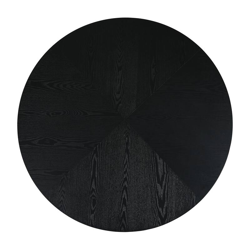 Roomfitters 47.25" Round Pedestal Dining Table with Fluted Base and Wood Top, Modern Kitchen and Dining Room Table, Black