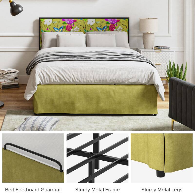 Oliver Modern Washable Slipcover Bed Upholstered Metal by HULALA HOME