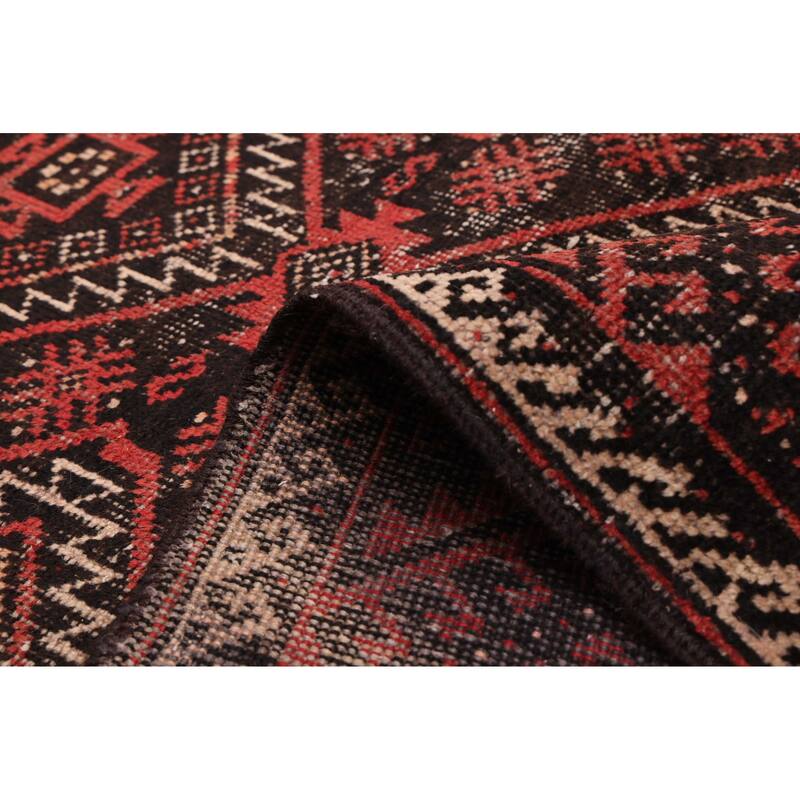 ECARPETGALLERY Hand-knotted Baluch Black Wool Rug - 3'11 x 7'1