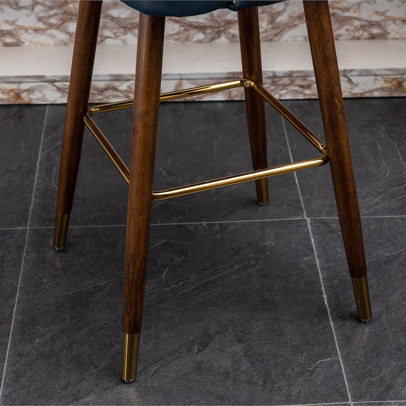 Roundhill Furniture Nevis Mid-century Modern Faux Leather Tufted Nailhead Trim Barstool Set of 2
