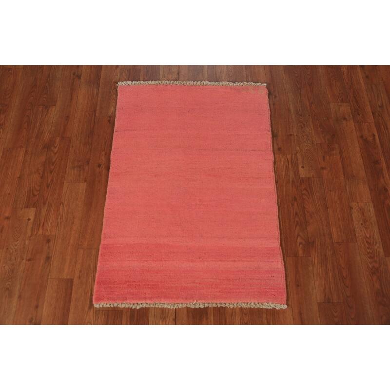 Pink Gabbeh Modern Rug Hand-Knotted Foyer Wool Carpet - 2'0" x 2'11"