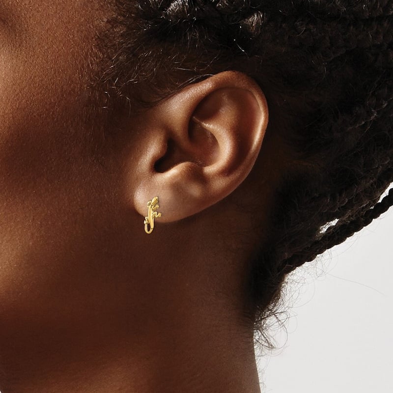 Curata 10k Yellow Gold Polished 12x8mm Gecko Post Earrings