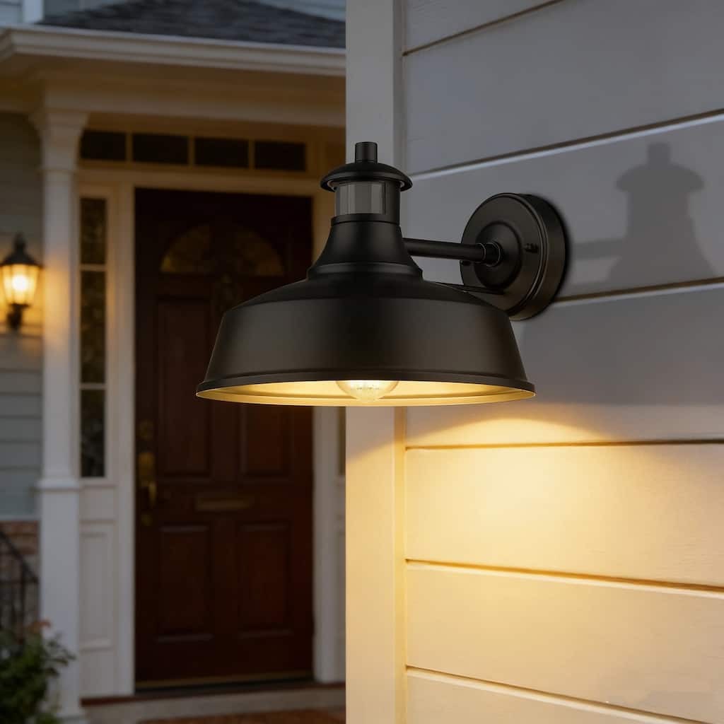 Outdoor Motion Sensor Barn Light - Dusk to Dawn Farmhouse Wall Lantern