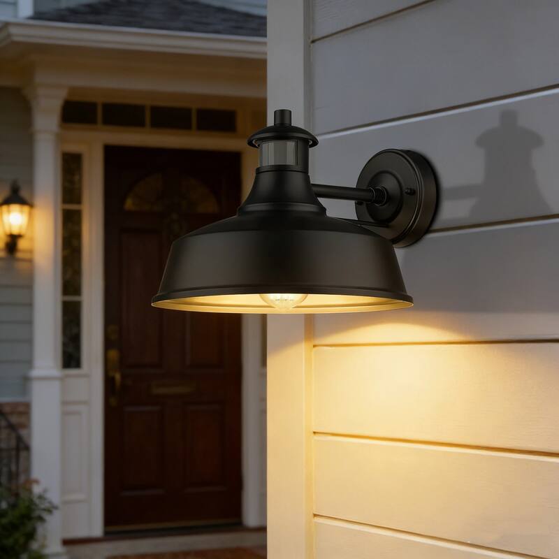 Outdoor Motion Sensor Barn Light - Dusk to Dawn Farmhouse Wall Lantern