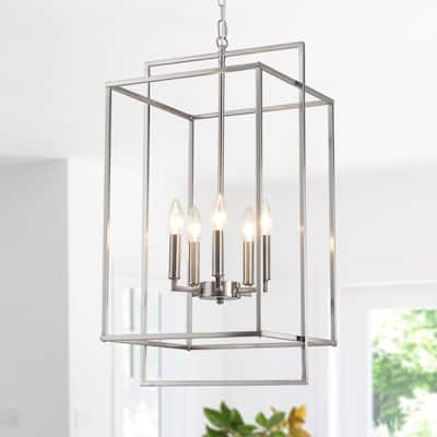 5-Light Candlestick Cage Hanging Linear Chandelier Lighting Island Chandelier for Kitchen Island