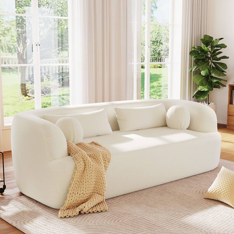 Upholstered Sofa with Pillows, No Assembly Curved Cloud Couch with High-Density Foam
