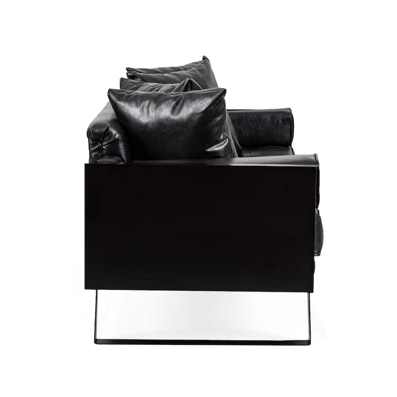 Gilmans Faux Leather Upholstered Oversized Loveseat with Accent Pillows by Christopher Knight Home