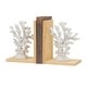 preview thumbnail 2 of 4, White Resin Textured Coral Decorative Bookends with Brown L-Shaped Stands (Set of 2)