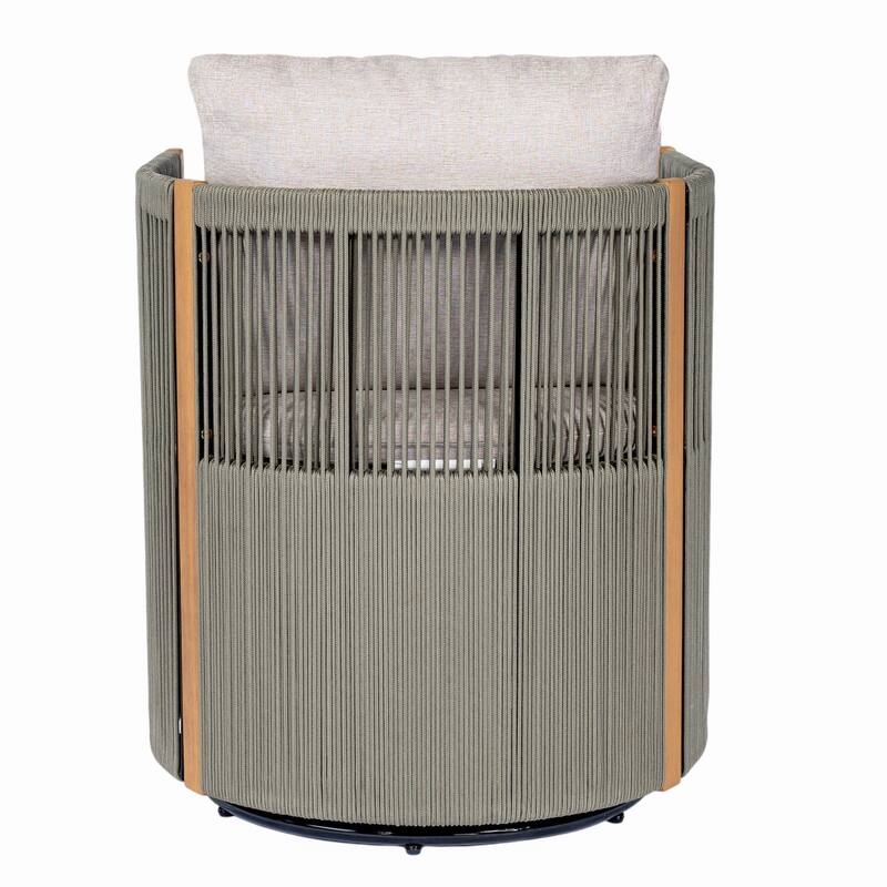 Christopher Knight Home - Maris 5-Piece Outdoor Acacia Wood Swivel Dining Set with 70.75" Rectangular Slat Table and Cushions