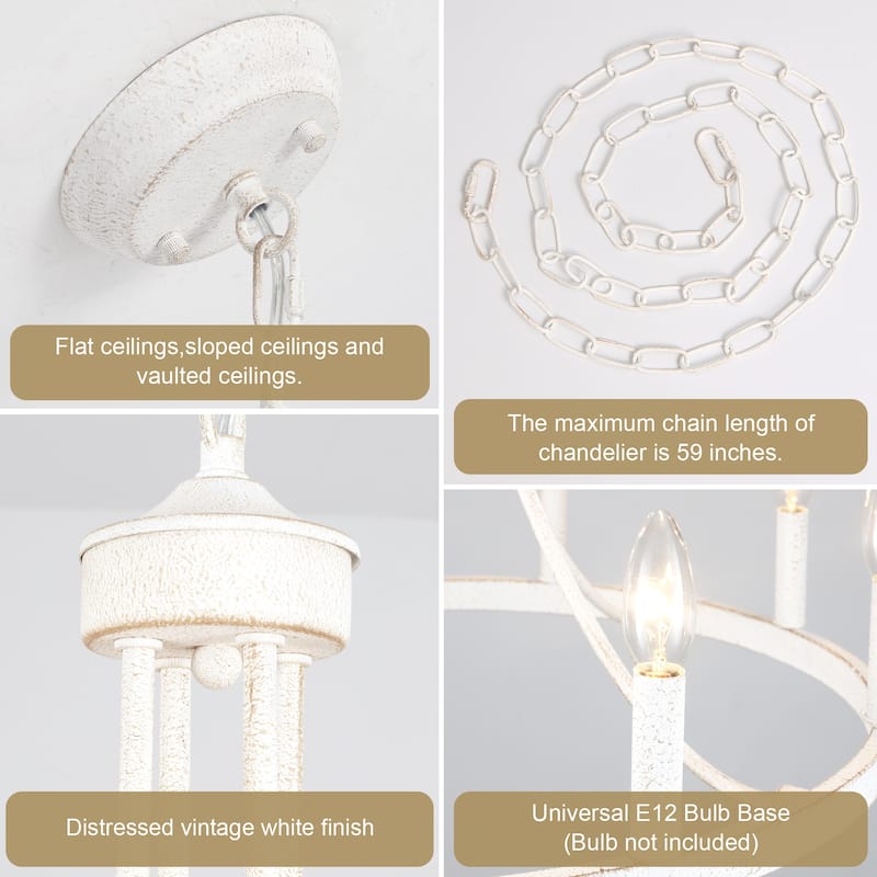 12-Light 26.77-inch Vintage Rustic Wagon Wheel Chandelier for Kitchen