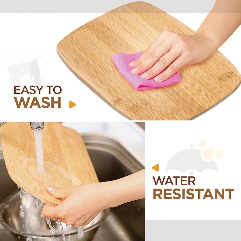 Bamboo Cutting Board Set - 3 Piece Reversible Wood Cutting Boards for Kitchen, Meal Prep & Serving, Chopping Meat, Vegetables