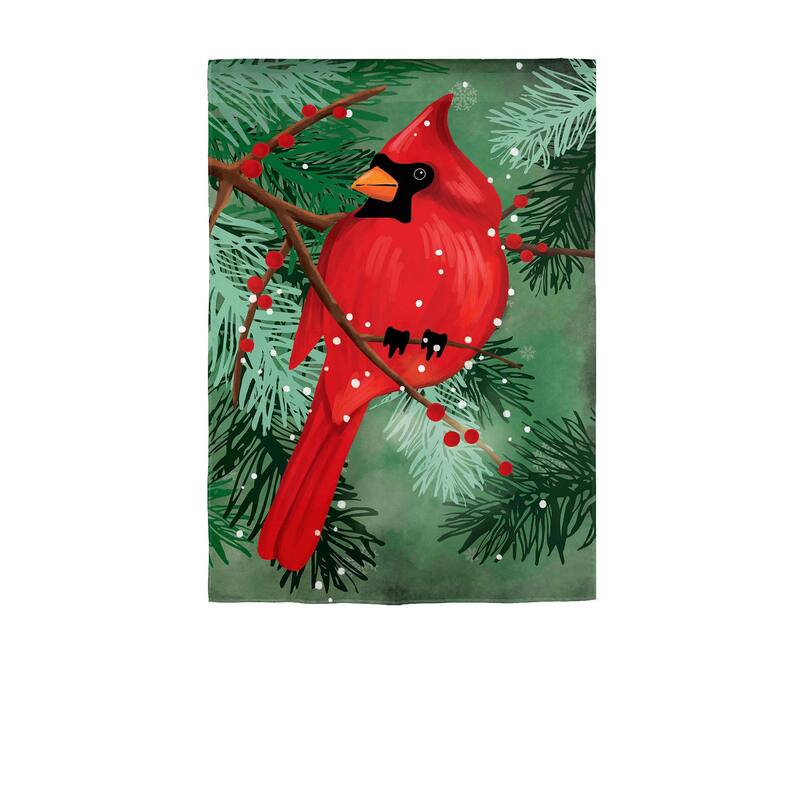 12.5 in. x 18 in. Cardinal in Pines Applique Garden Flag