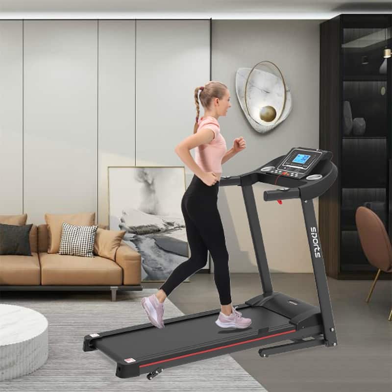 Home Foldable Treadmill with Incline,5" LCD Screen 250 LB Capacity,MP3