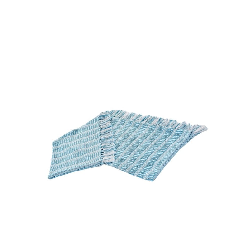 HomeRoots Blue and White Woven Cotton Striped Throw Blanket