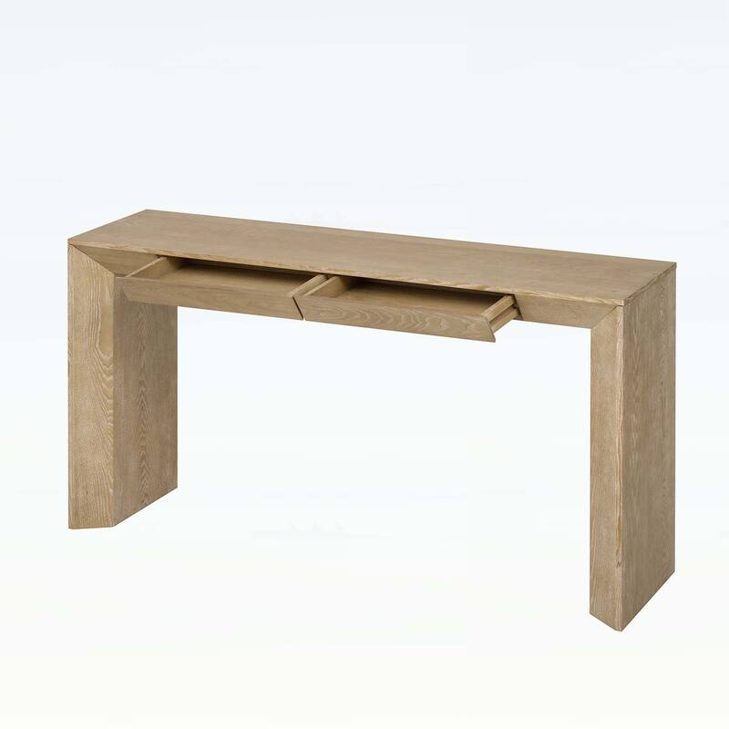 Farmhouse Console Table with 2 Concealed Drawers,Waterfall Edge,Thick Legs