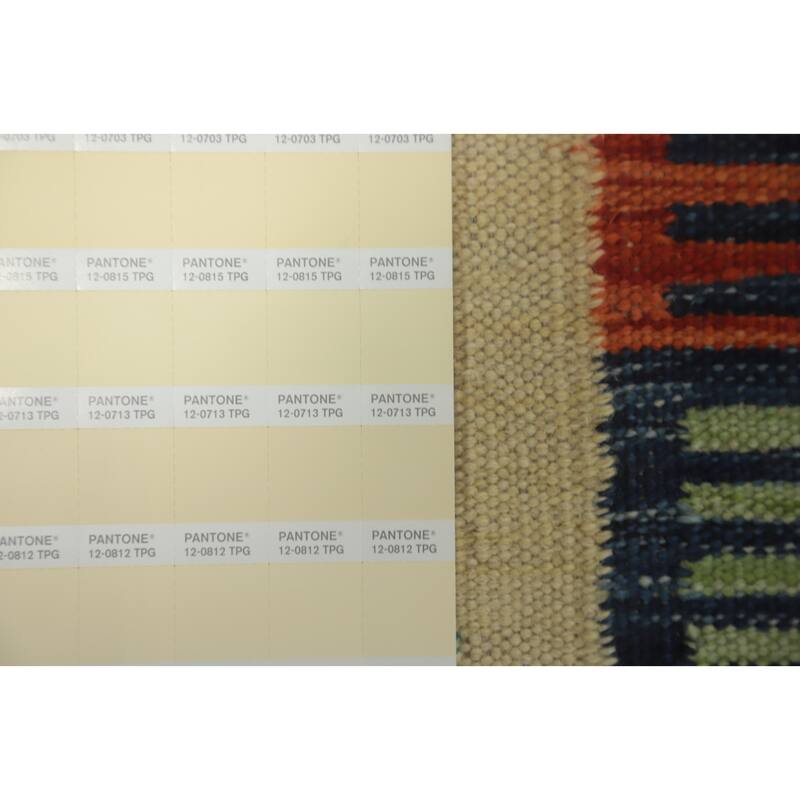 Hand Woven Oriental 100% Wool Carpet Southwestern Tribal Navy Blue & Blues Kilim Area Rug - 9' 9'' X 6' 7''