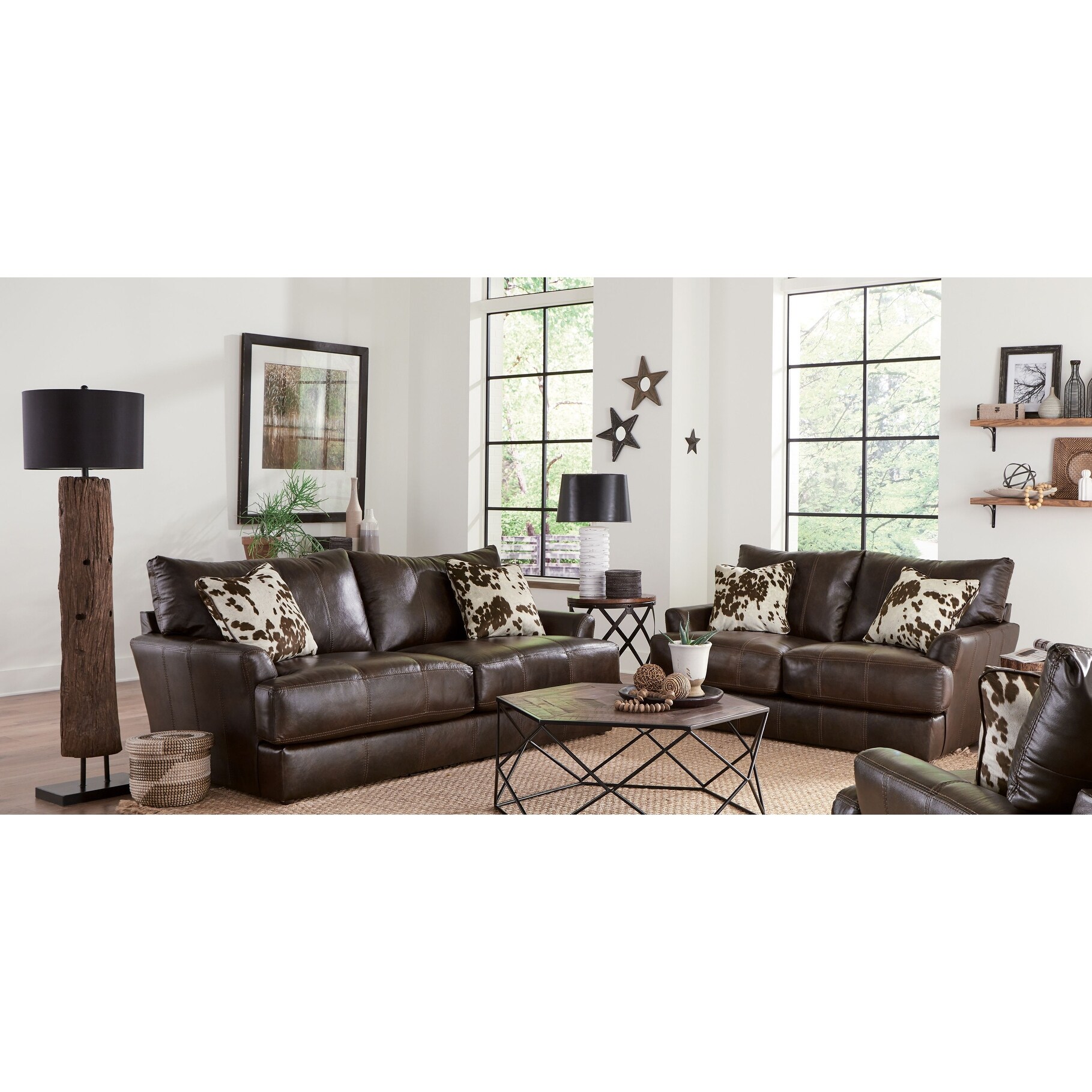 Cobbs 2-Piece Set with Genuine Leather Sofa and Loveseat, Chocolate - Bed  Bath \u0026 Beyond - 38256276, image size:1819x1819