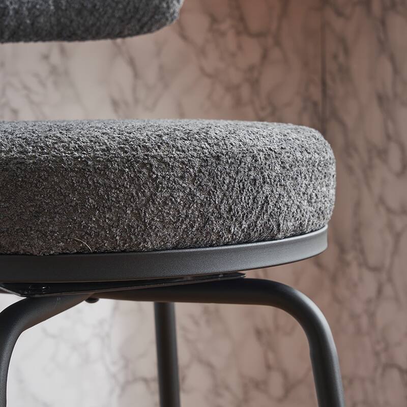 360° Swivel Bar Stools Set of 2,Boucle Counter Height Bar Chairs with Metal Legs for Kitchen Island, Dining Room