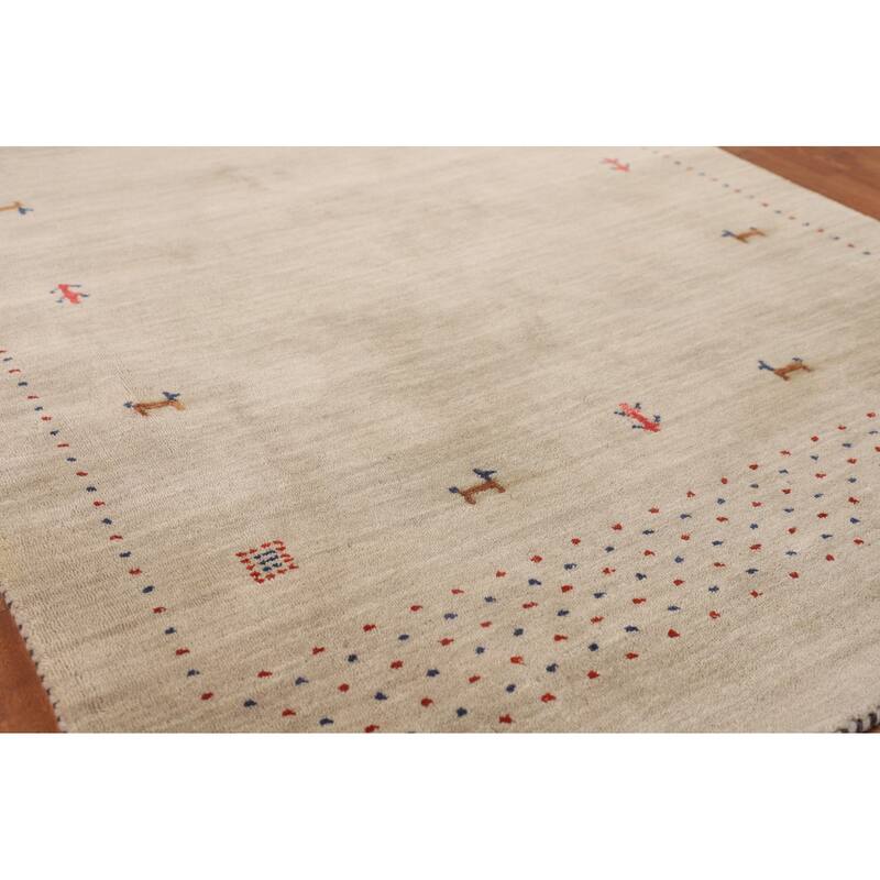 Little Animals Tribal Gabbeh Indian Foyer Rug Hand-Knotted Wool Carpet - 3'11"x 5'10"