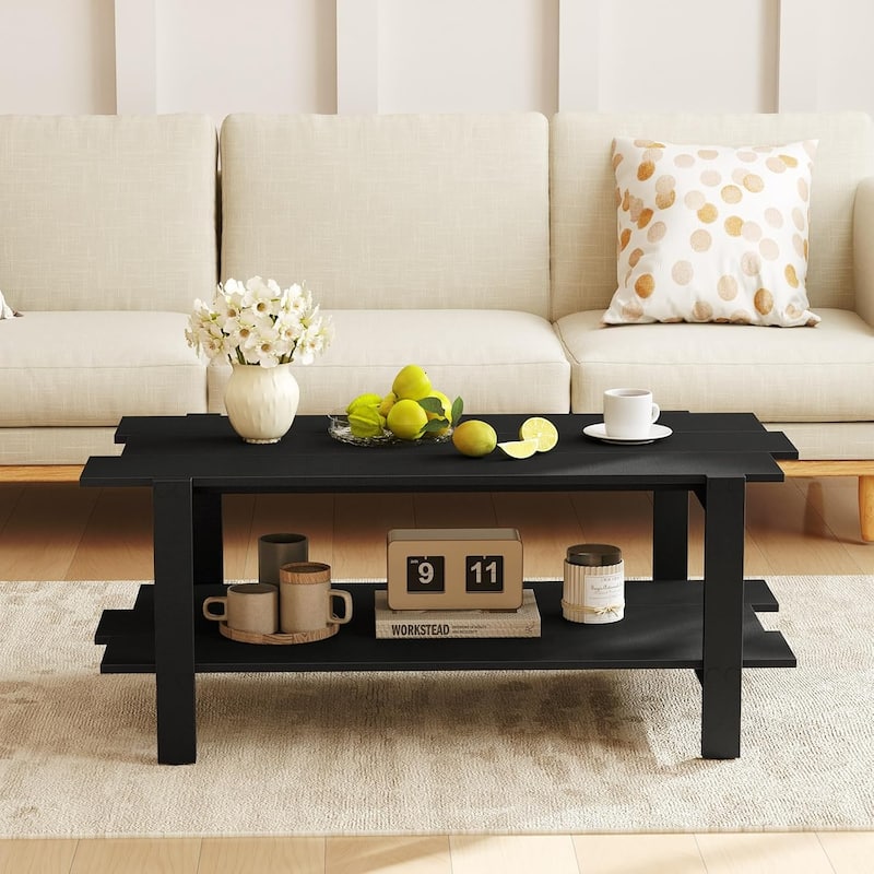 Wood Coffee Table Modern Center Table Rectangular Living Room Table
