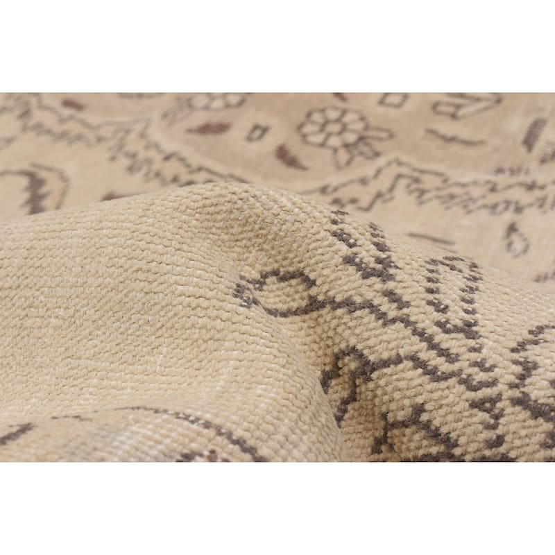 ECARPETGALLERY Hand-knotted Antalya Vintage Khaki Wool Rug - 9'5 x 12'4
