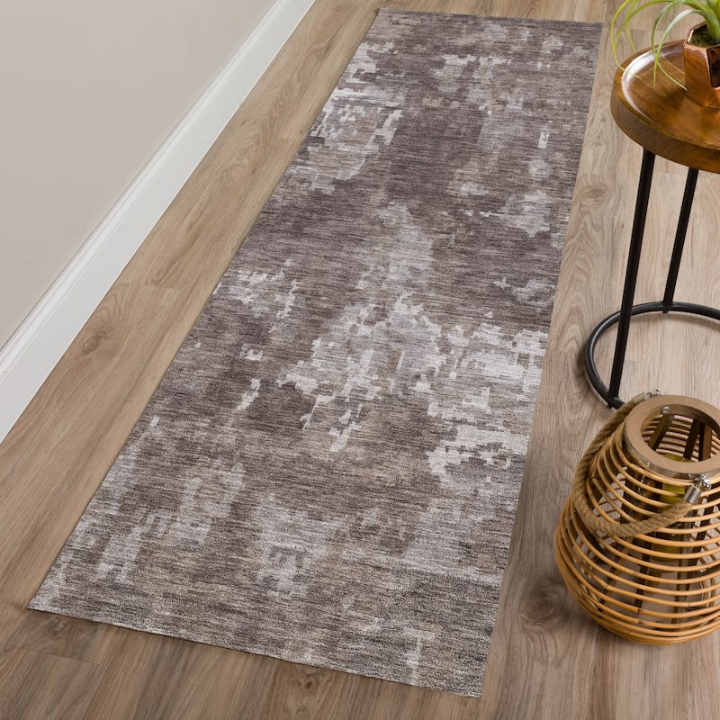 Machine Washable Indoor/ Outdoor Ombre Abstract Chantille Rug