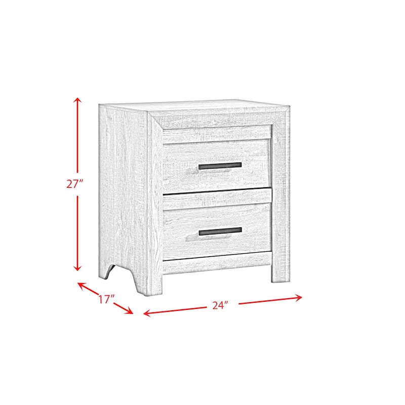 Nightstand 2 Drawer White Bedroom Side Table Rustic Distressed Design