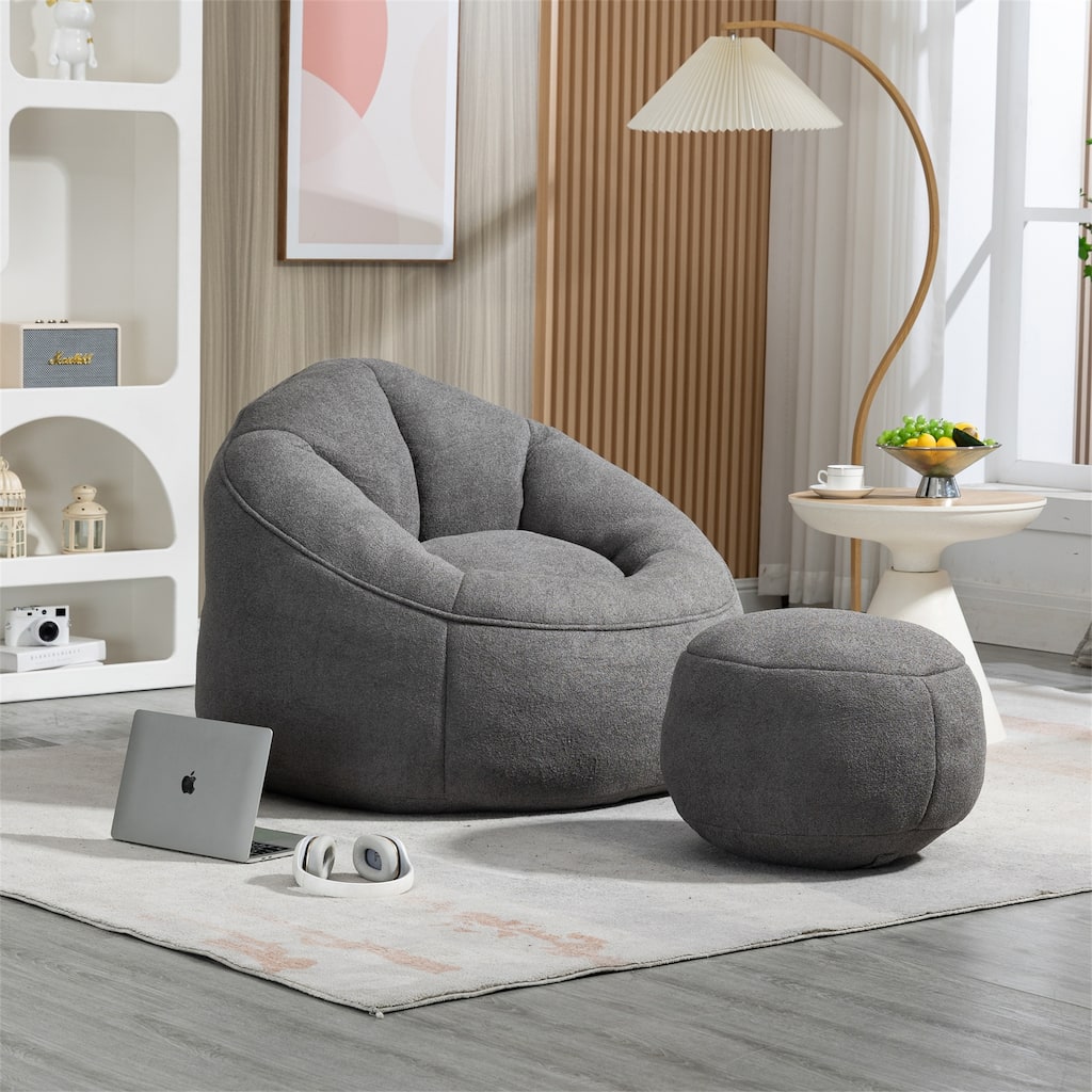 High Pressure Foam Bean Bag Sofa Chair With Ottoman