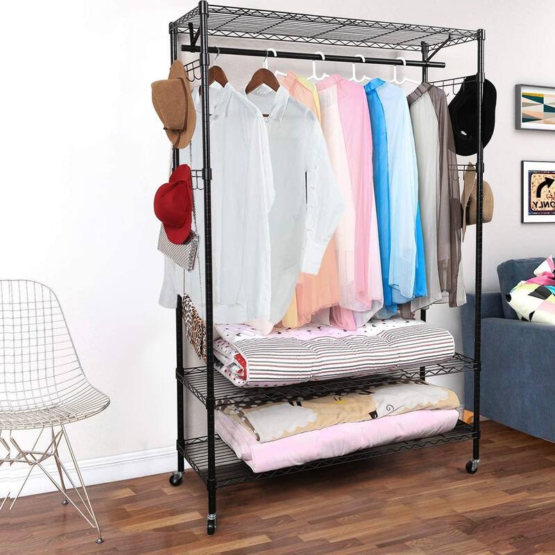 74-in. Rolling 2-tier Closet Organizer / Storage Rack