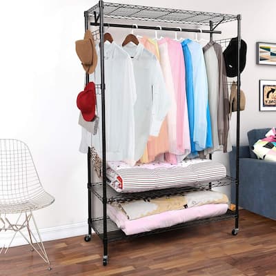 74-in. Rolling 2-tier Closet Organizer / Storage Rack