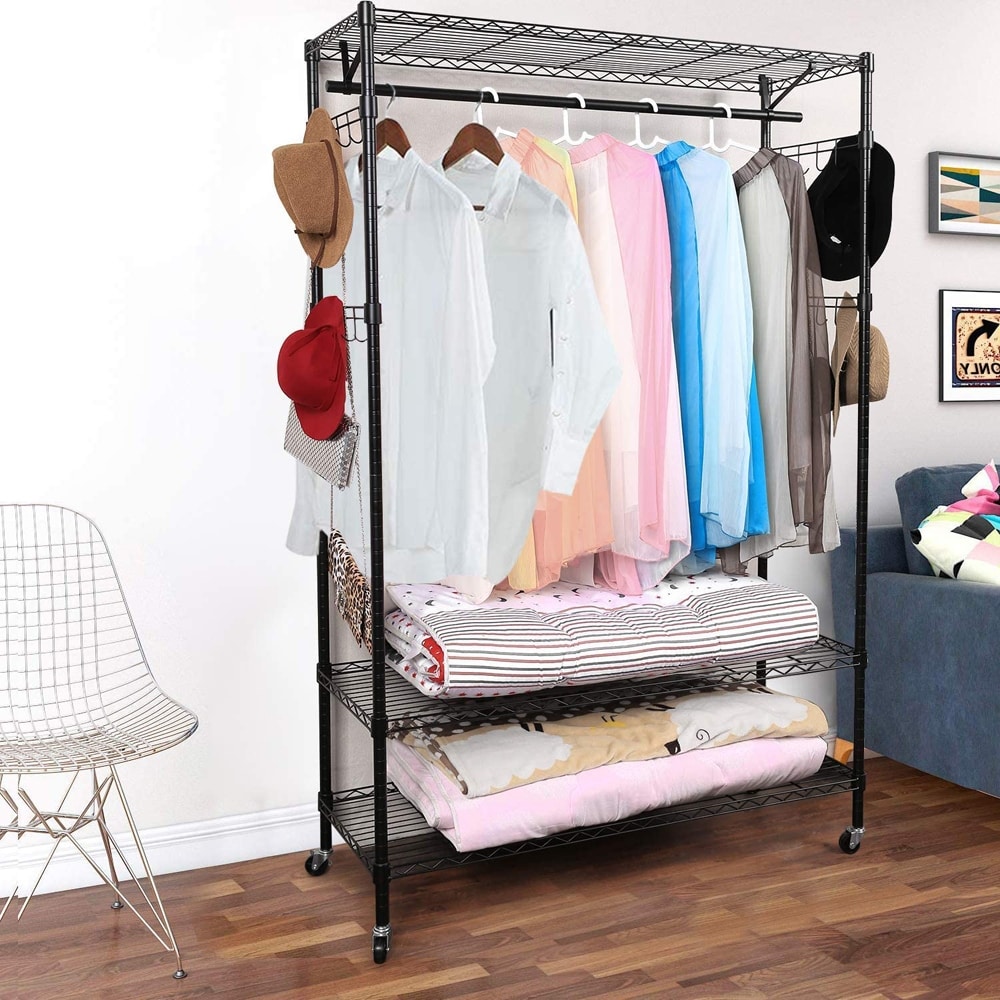 74-in. Rolling 2-tier Closet Organizer / Storage Rack