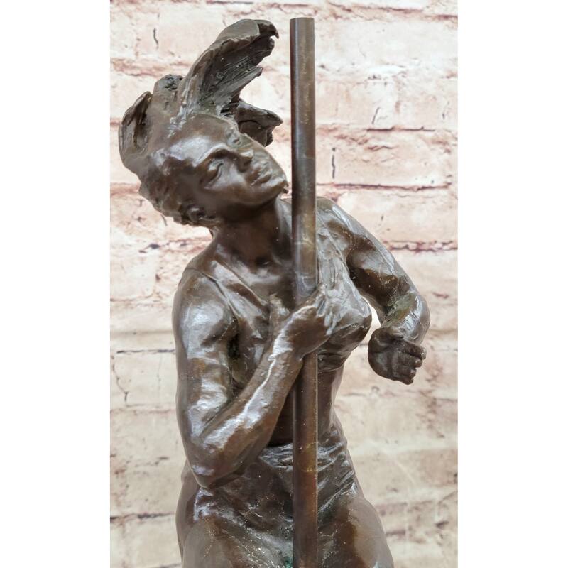 Female Dancer Stripper On Pole - Bronze Sculpture Original Art By Aldo Vitaleh