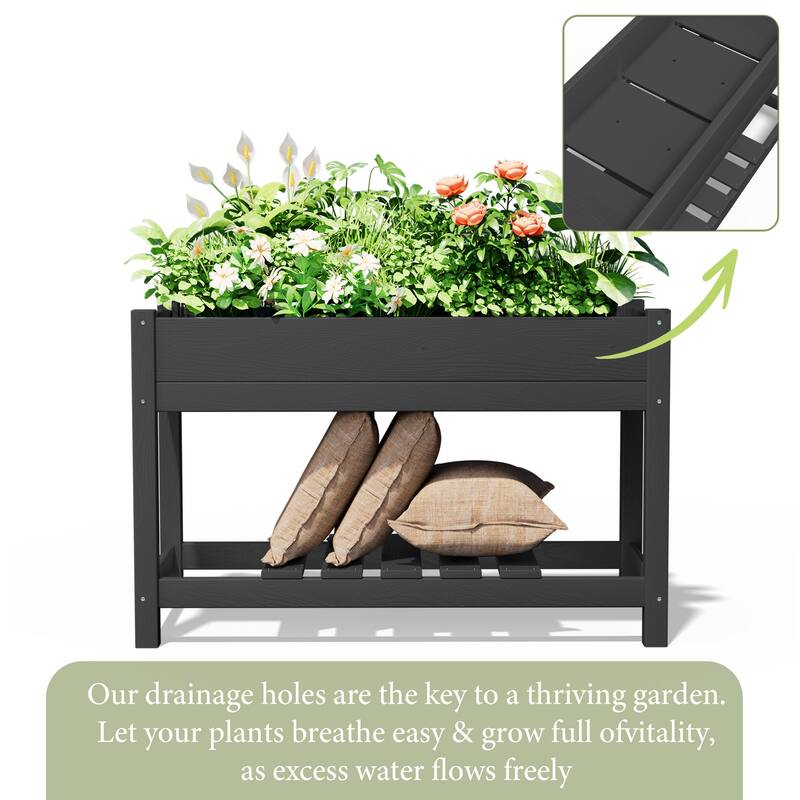 HDPE Double Layer Design Outdoor Planter With Wheels