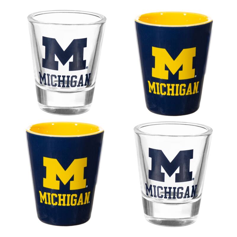 4-Piece Ceramic and Glass 2 oz. Shot Glass Set, University Of Michigan
