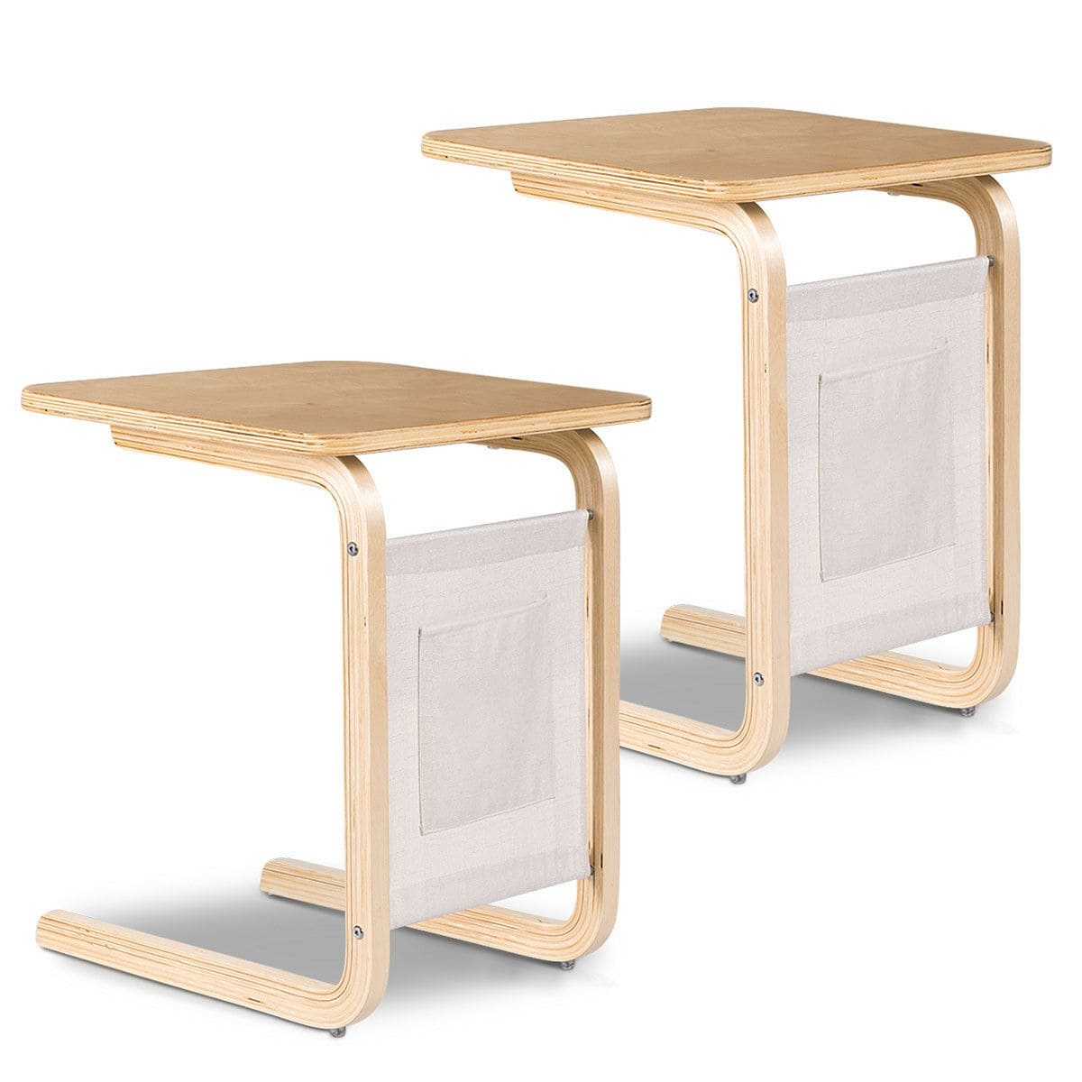 Shop Gymax Set Of 2 Bentwood Sofa End Side Table Coffee Table