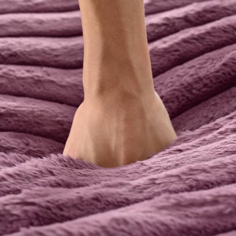 Modern Oversized Chaise Lounge Sofa for Living Room, 65.25" Cloud Sleeper Sofa Plush Faux Fur Sofa Couch with 2 Pillows