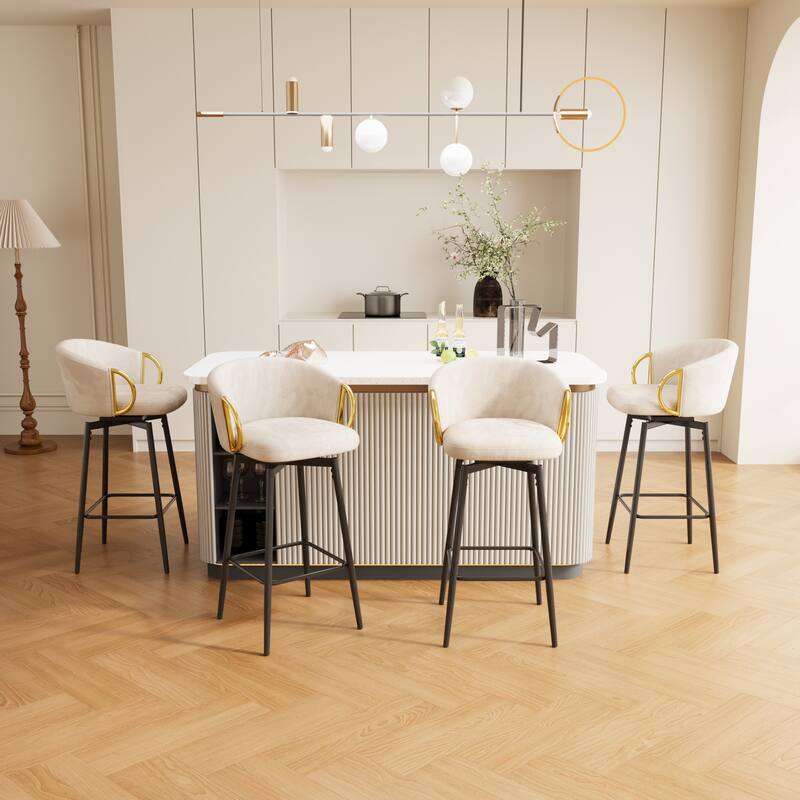30 Inch Dining Chairs Set Of 4 Modern Style 360°Swivel Bar Chairs With Simple Design