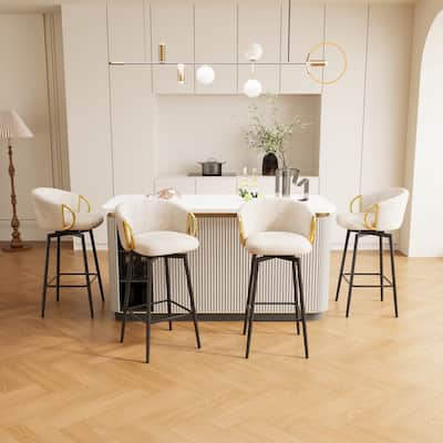 30 Inch Dining Chairs Set Of 4 Modern Style 360°Swivel Bar Chairs With Simple Design