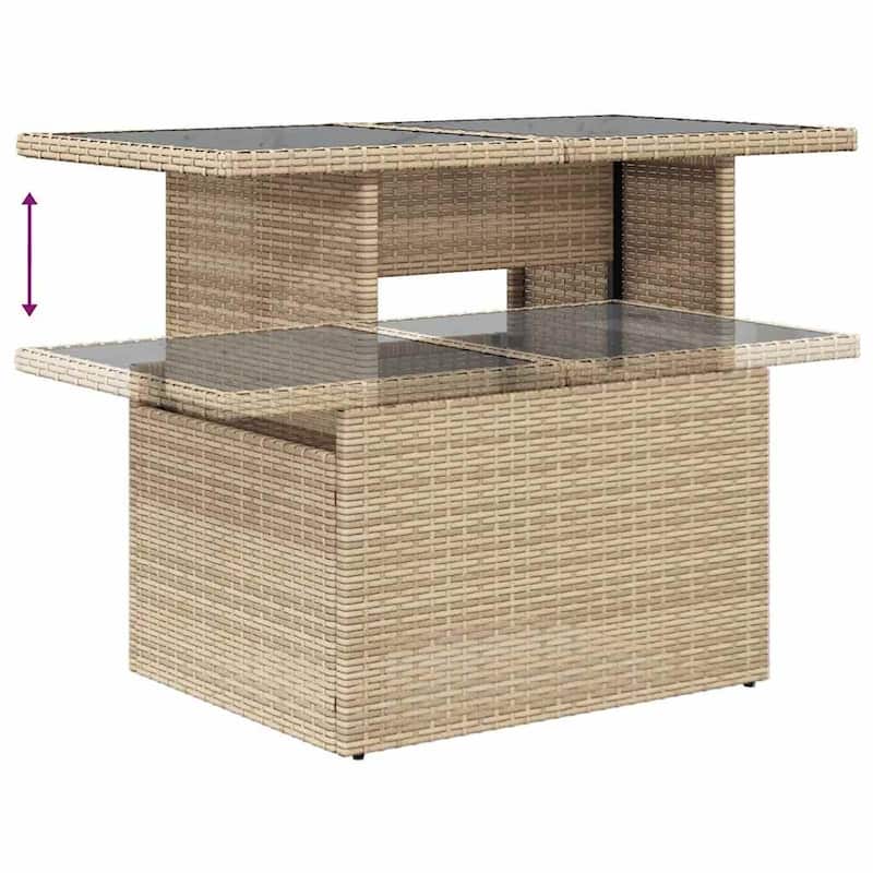 vidaXL Patio Sofa Set with Cushions Outdoor Furniture 7 Piece Poly Rattan - 21.7 x 39.4 x 28.7
