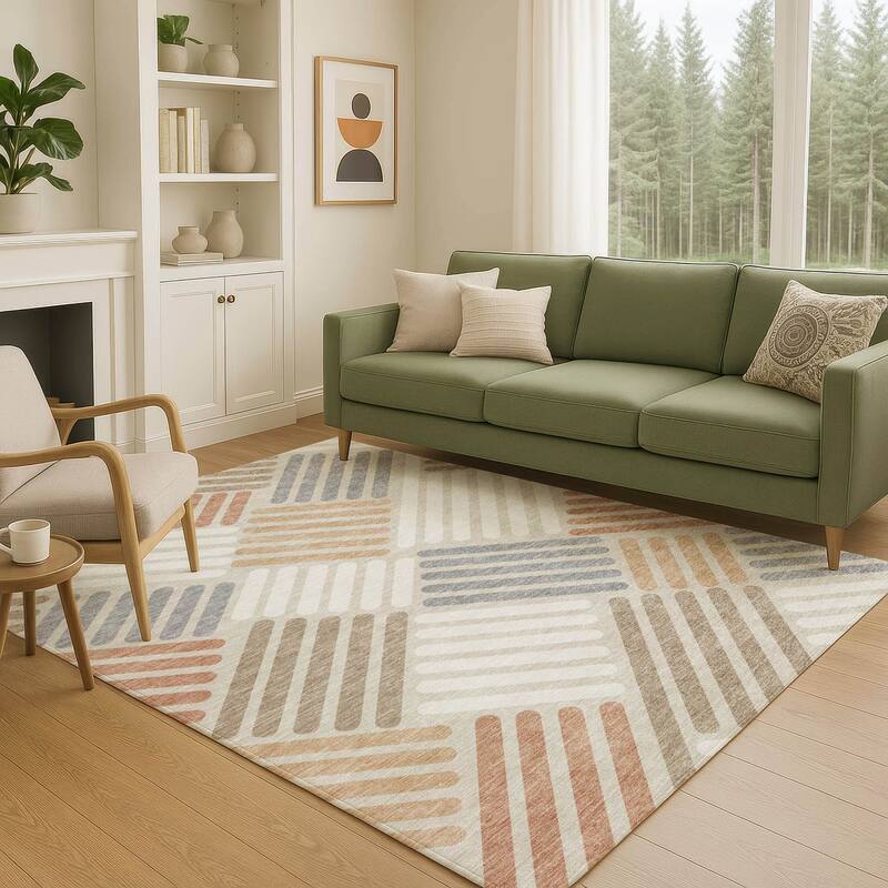 Machine Washable Indoor/ Outdoor Modern Weave Chantille Rug