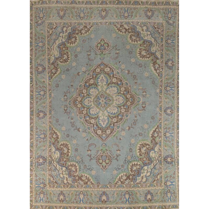 Floral / Medallion Tabriz Persian Area Rug Hand-Knotted Wool Carpet - 9'6"x 12'7"