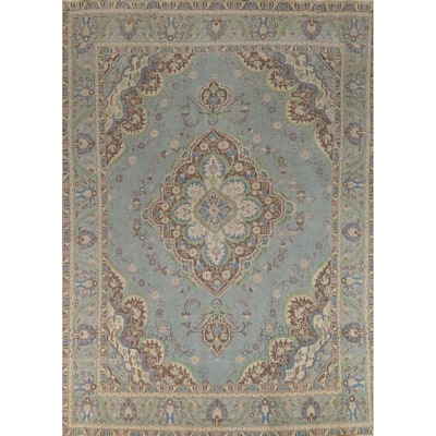 Floral / Medallion Tabriz Persian Area Rug Hand-Knotted Wool Carpet - 9'6"x 12'7"