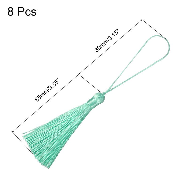 6.5" Silky Bookmark Tassels with Loop for DIY Craft Accessory, 8Pcs