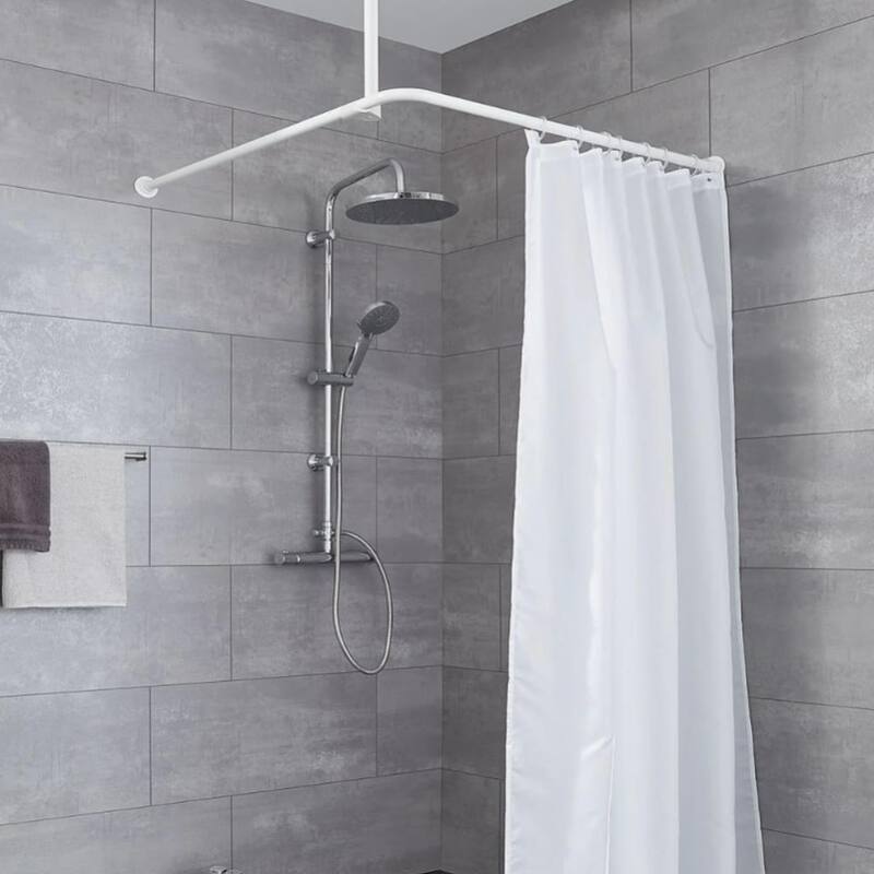 Adjustable Ceiling Curtain Rod - Mount Support for Bathtub or Shower Curtain Rod