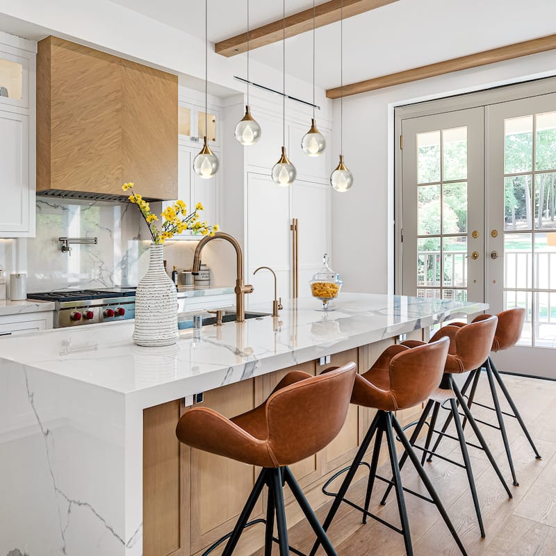 Modern 5-Light LED Chandelier Gold Linear Island Lights for Kitchen Island - W 30" x H 6"