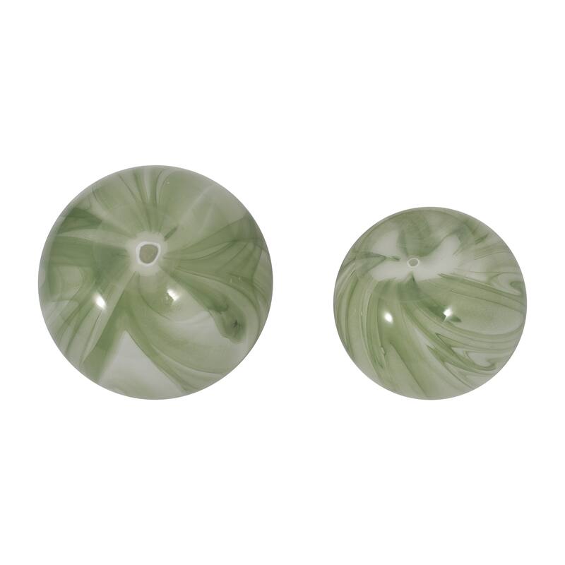 Sagebrook Home 5/6" Glass Orbs - A Timeless Addition to Home Decor Essentials, Set of 2 - 6" x 6" x 6"