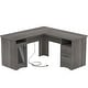 preview thumbnail 29 of 70, Modern Farmhouse L-Shape Desk with File Cabinet and Drawers, Homer Office Executive Desk with Charge Station