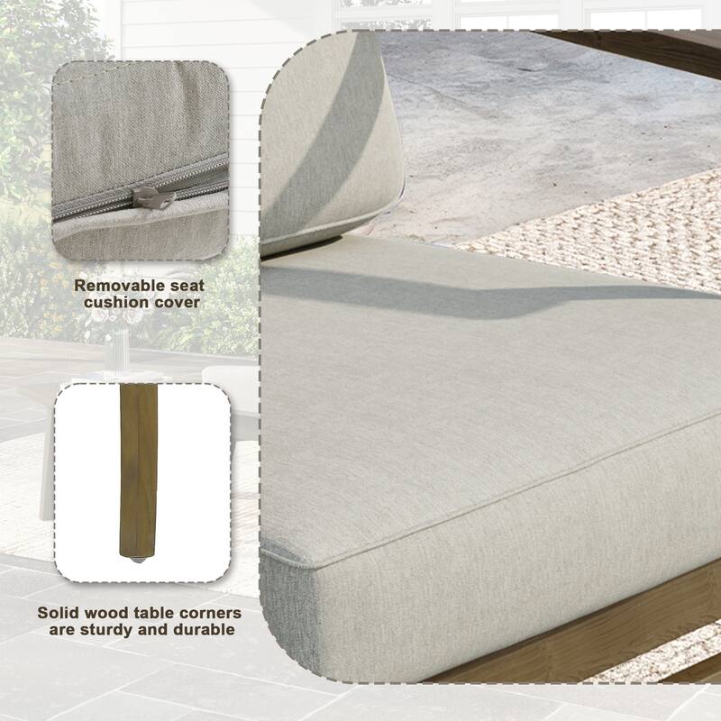 Outdoor Teak Wood Club Chairs with Cushions (Set of 2)